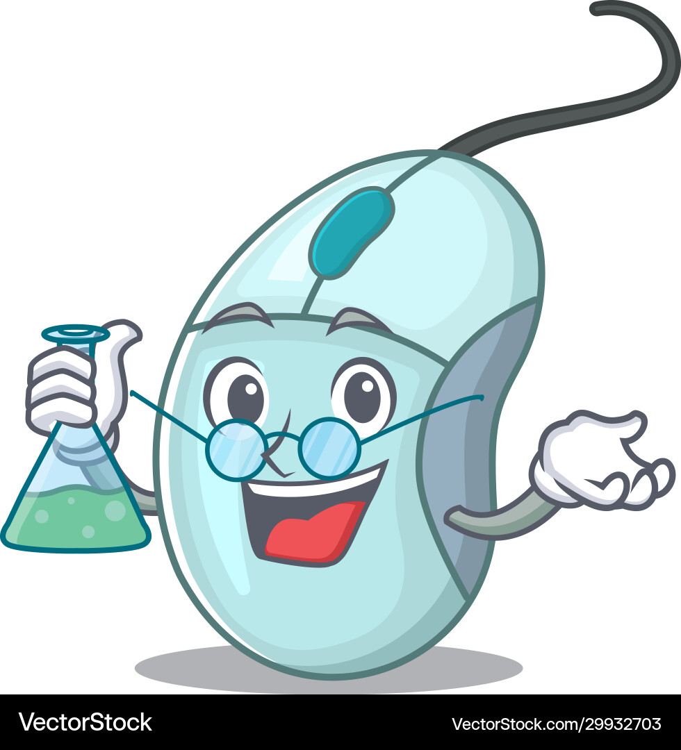 Smart Professor Computer Maus Cartoon Charakter Smart Professor Computer Maus Cartoon Charakter vektorbild