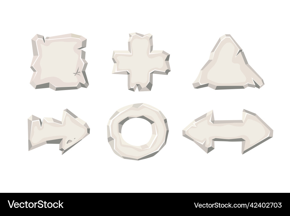 Stone sign board set ui rock button collection vector image