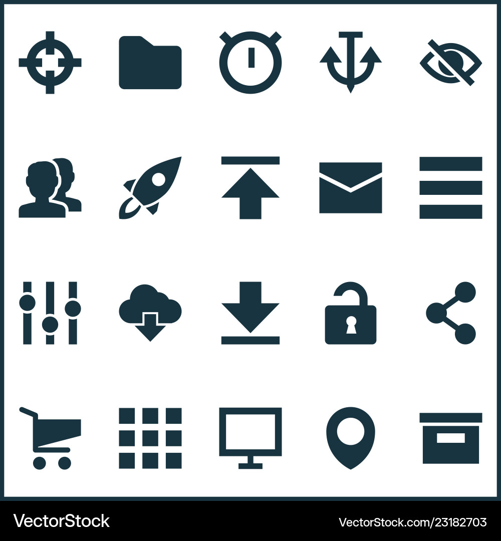 User icons set with hide unlock stabilizer Vector Image