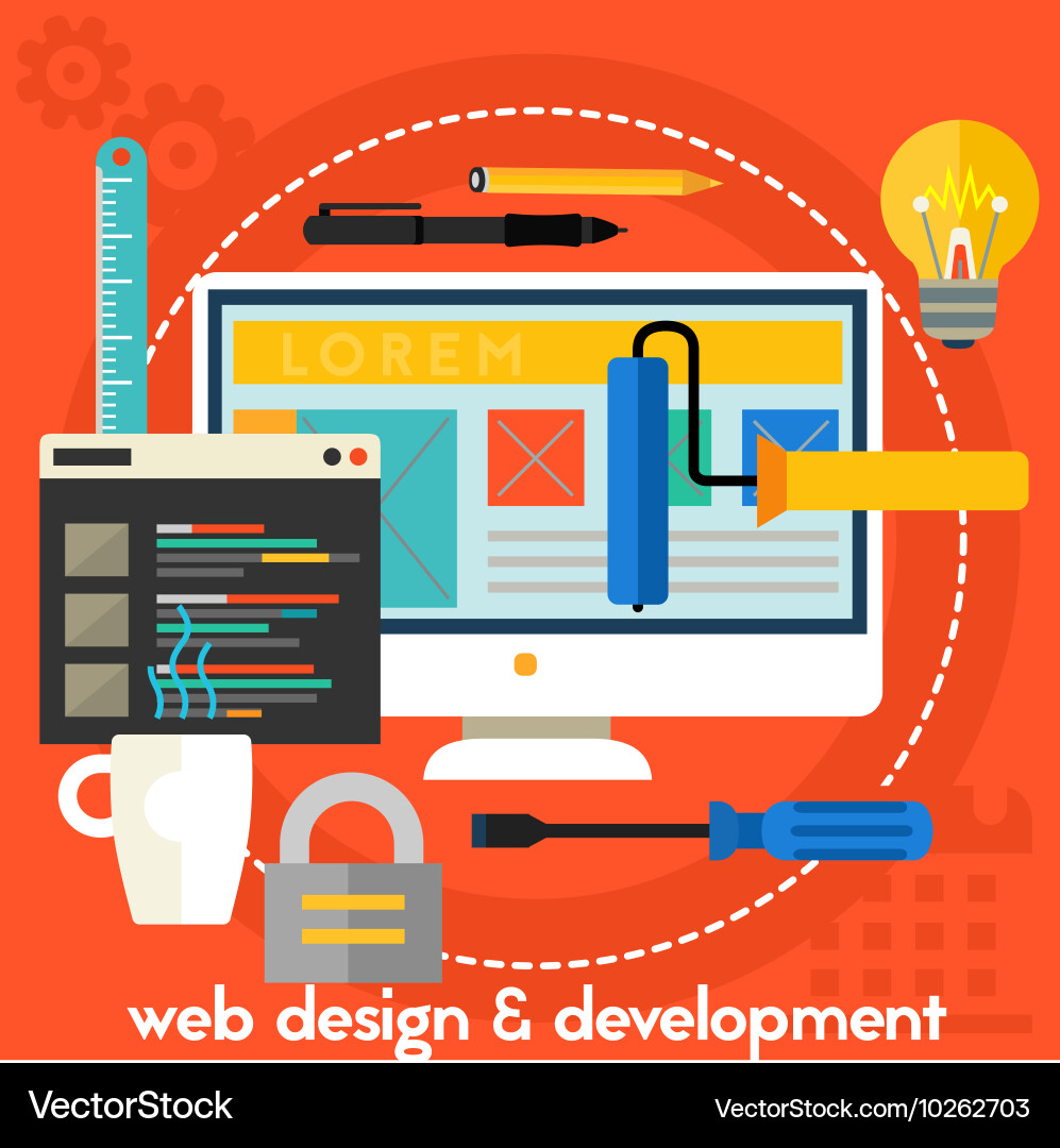 Web Development & Technology Concepts Vector Image