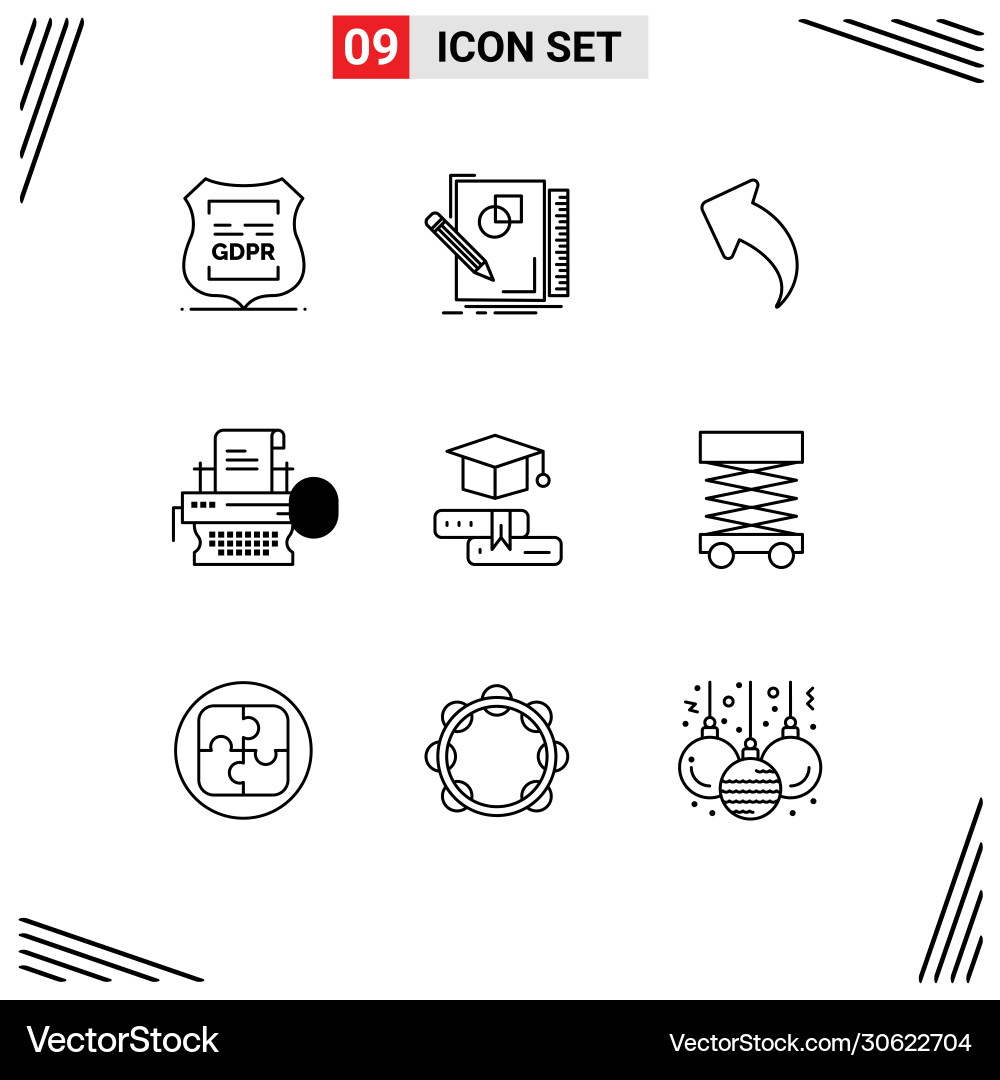 9 user interface outline pack modern signs Vector Image