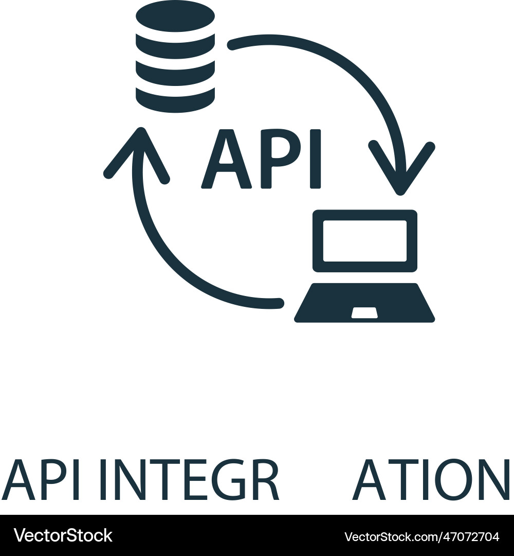 Api integration icon monochrome simple sign from Api integration icon monochrome simple sign from vector image