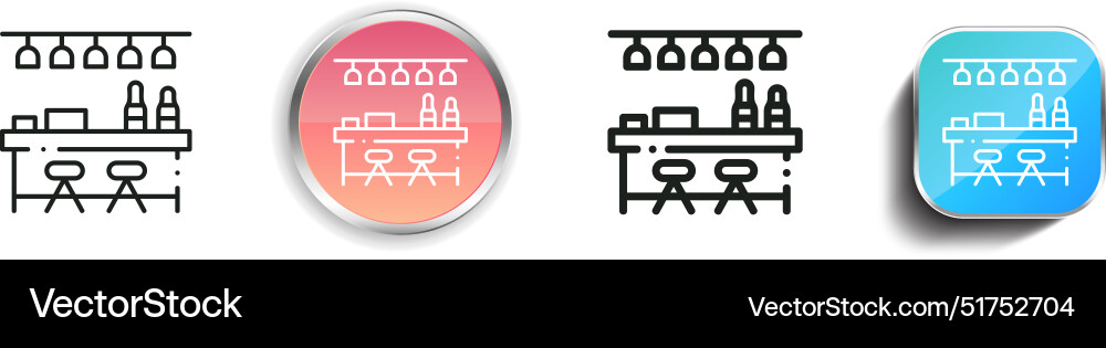 Bar icon thin linear regular and button style Bar icon thin linear regular and button style vector image