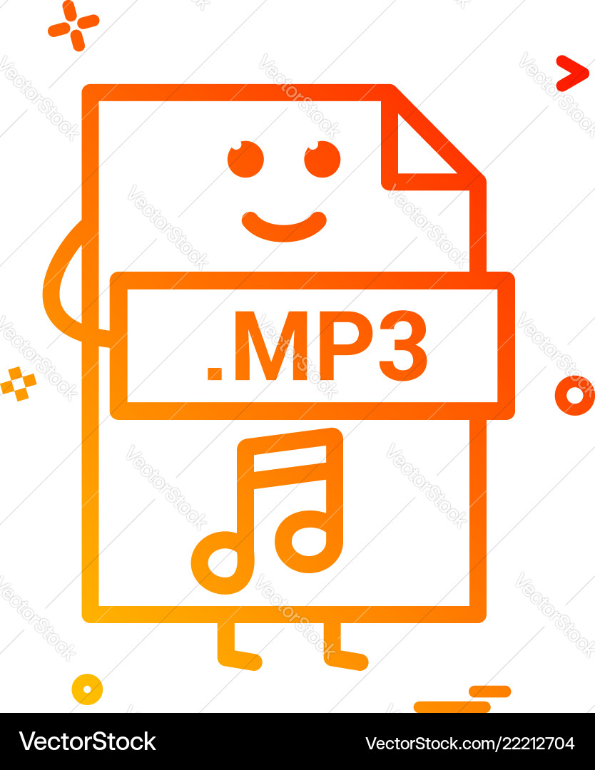 Computer mp3 file format type icon design Vector Image