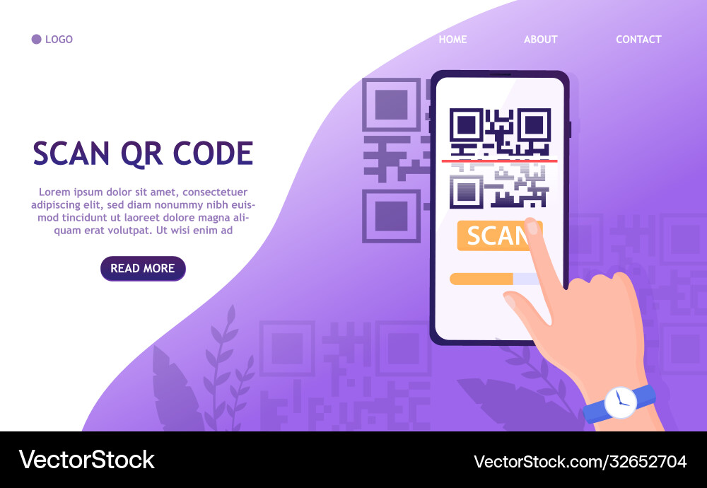 Concept scanning a qr code with your phone Concept scanning a qr code with your phone vector image