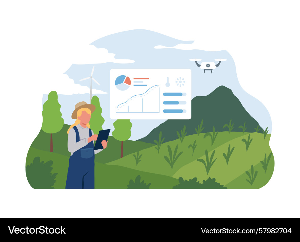 Crop data analytics field Crop data analytics field Vector Image