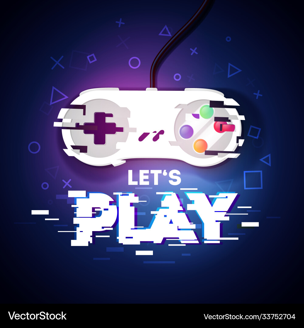 Glitch Game Controller - Neon Play vector image