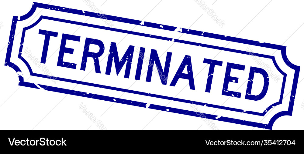 Grunge blue terminated word rubber business seal Grunge blue terminated word rubber business seal vector image