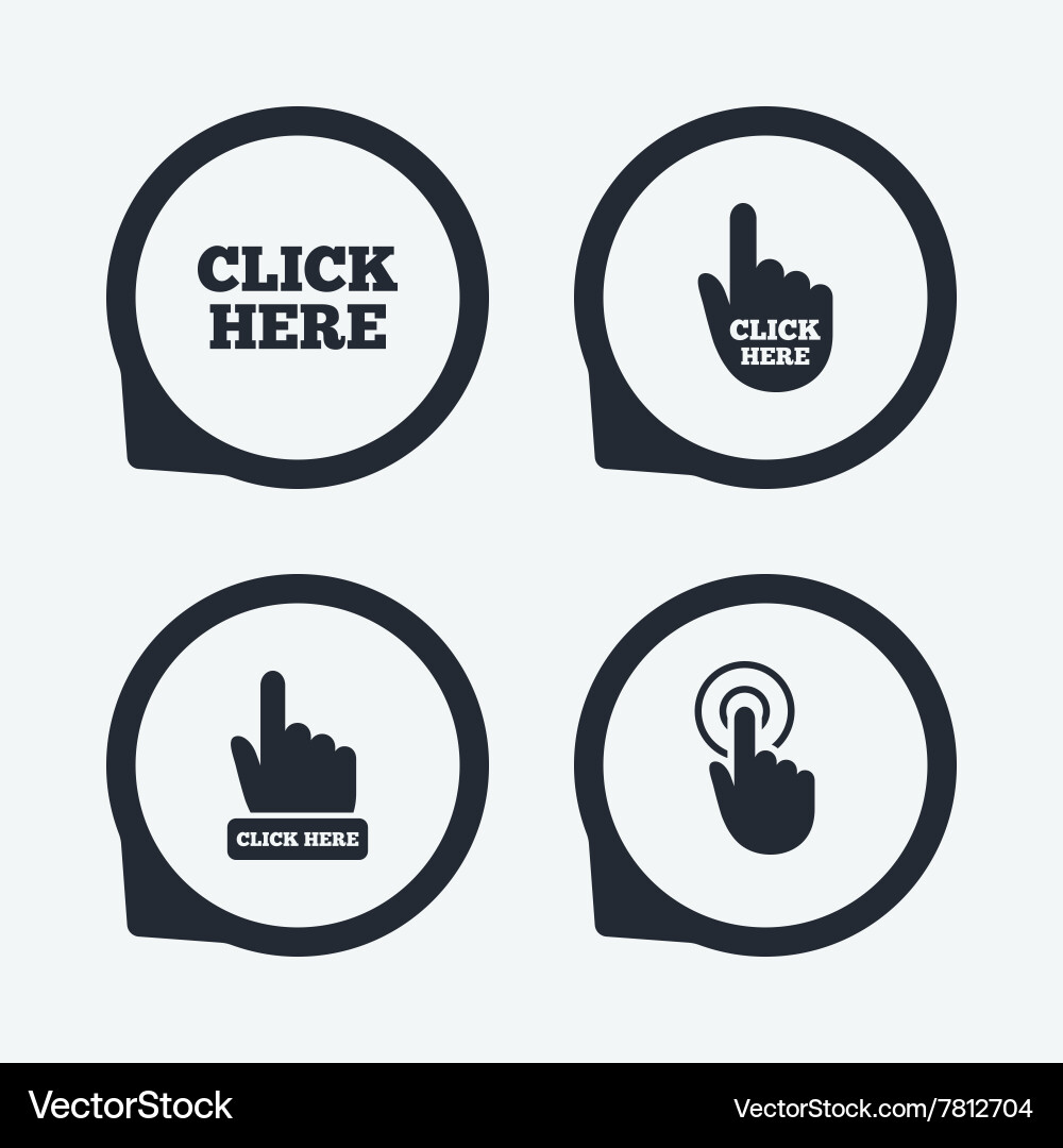 Hand Press Click Icons - Pointer Signs vector image