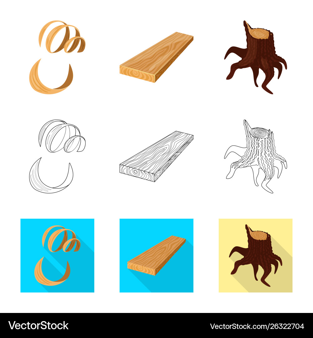Isolated object tree and raw sign collection vector image