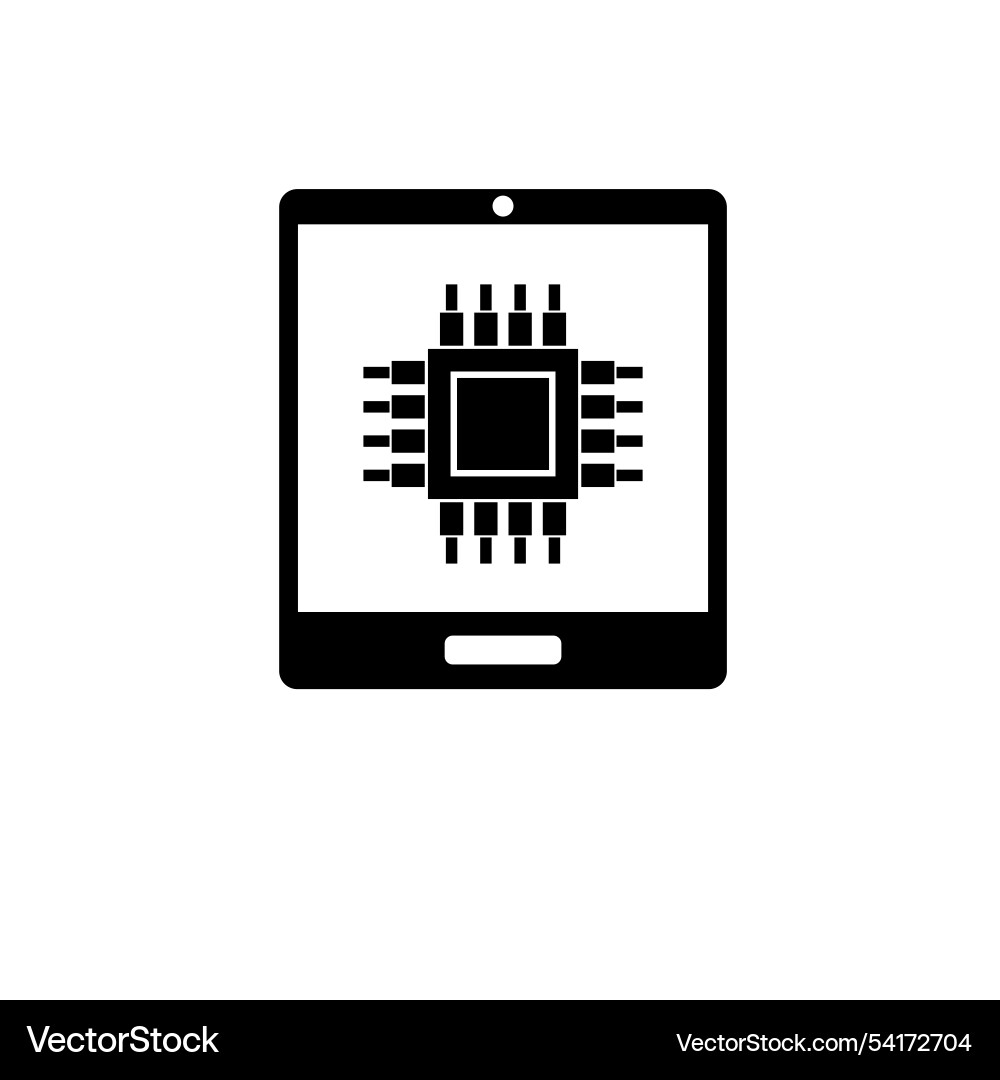 Mobile processor phone microprocessor solid flat Mobile processor phone microprocessor solid flat vector image