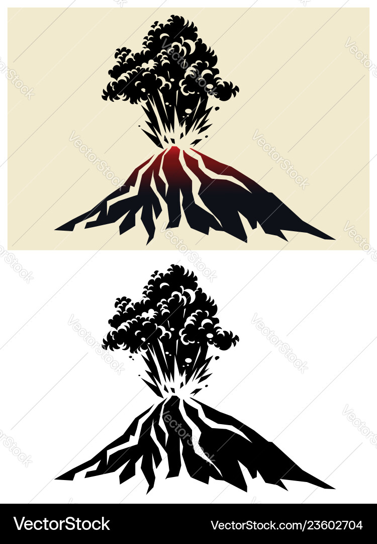 Powerful volcanic eruption Royalty Free Vector Image