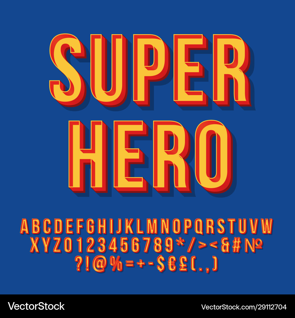 Retro Superhero Lettering Vector Image