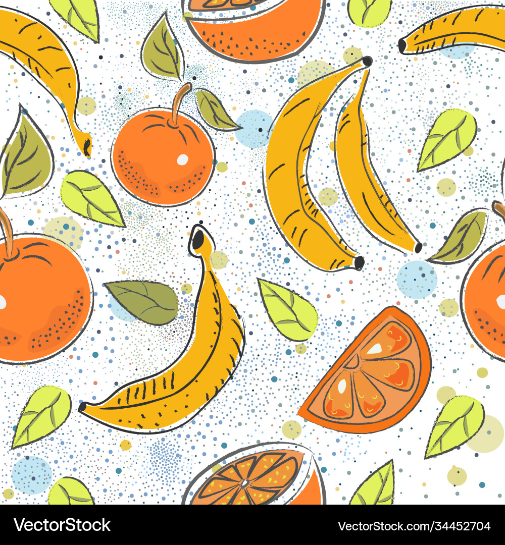 Seamless pattern with oranges and bananas Seamless pattern with oranges and bananas vector image