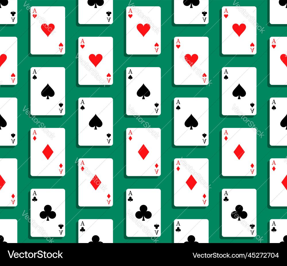 Seamless pattern with set of 4 aces playing vector image
