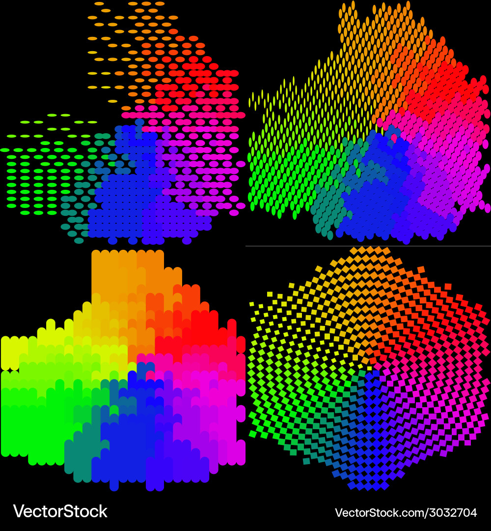 Set of multicolored mosaic abstract background vector image