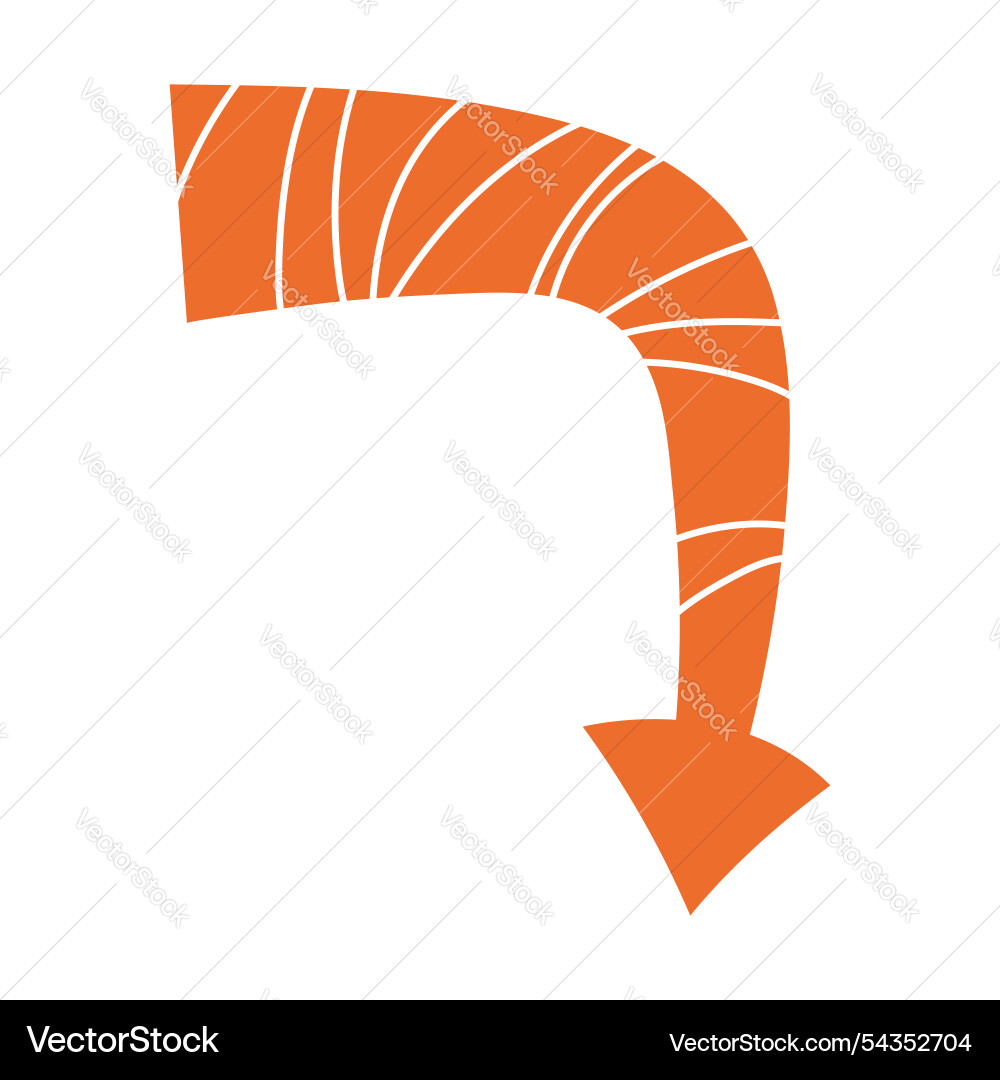 Striped orange arrow or pointer for creating vector image