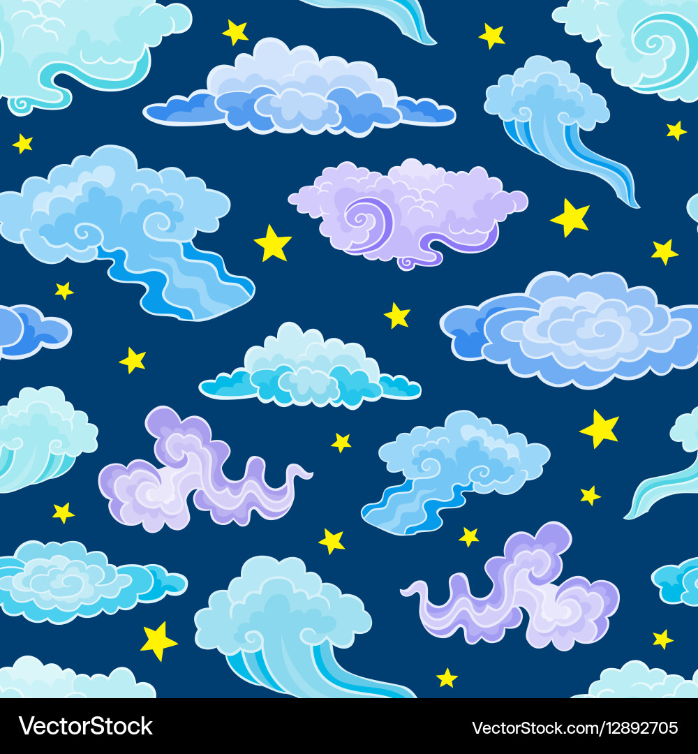 Cartoon color clouds seamless pattern Vector Image
