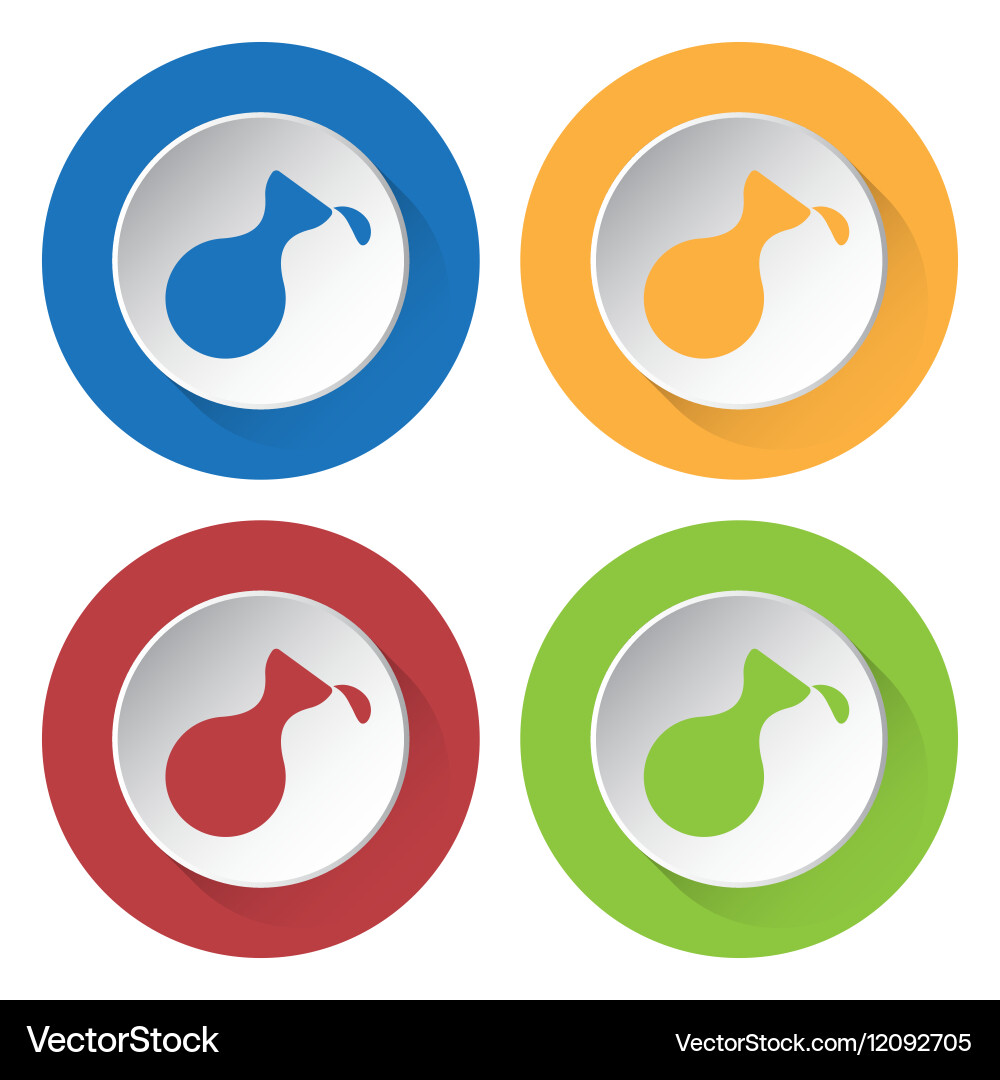 Four round color icons flask with a drop vector image