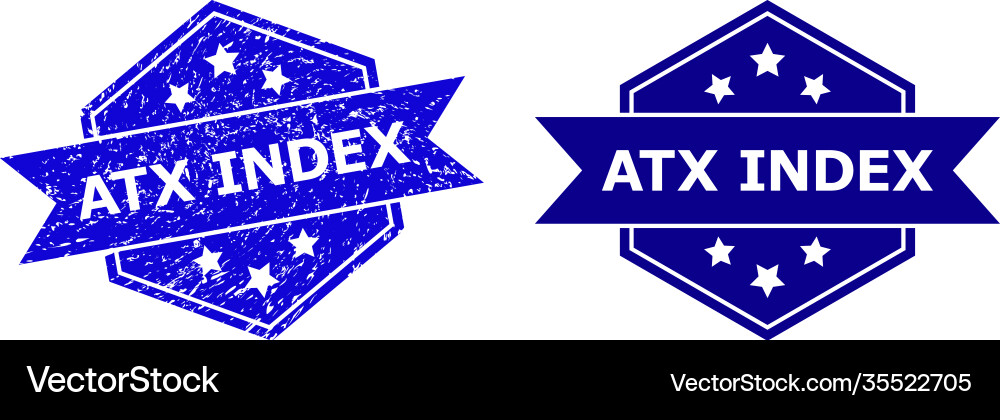 Hexagonal atx index seal with scratched surface Vector Image