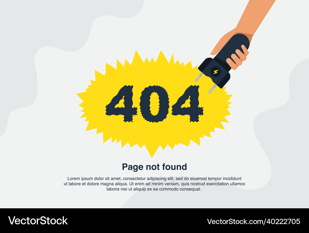 Internet network warning 404 error page or file Internet network warning 404 error page or file Vector Image