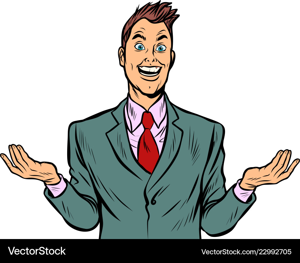 Joyful Man, Surprise Expression Vector Image