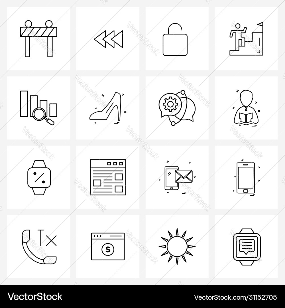 Modern style set 16 line pictograph grid based Vector Image