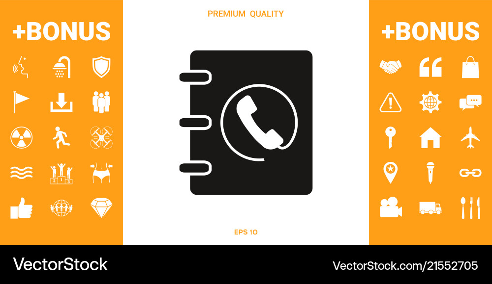 Notebook address phone book icon with handset Vector Image