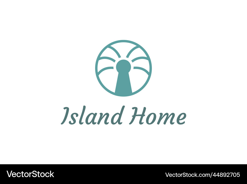 Palm tree and keyhole object with minimalist Vector Image