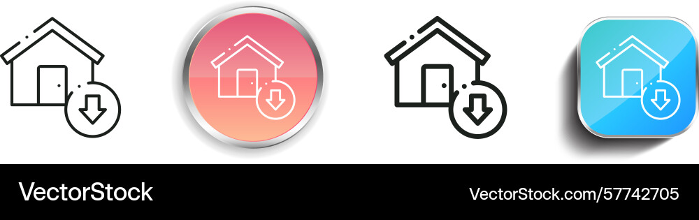 Real estate icon thin linear regular and button Real estate icon thin linear regular and button Vector Image