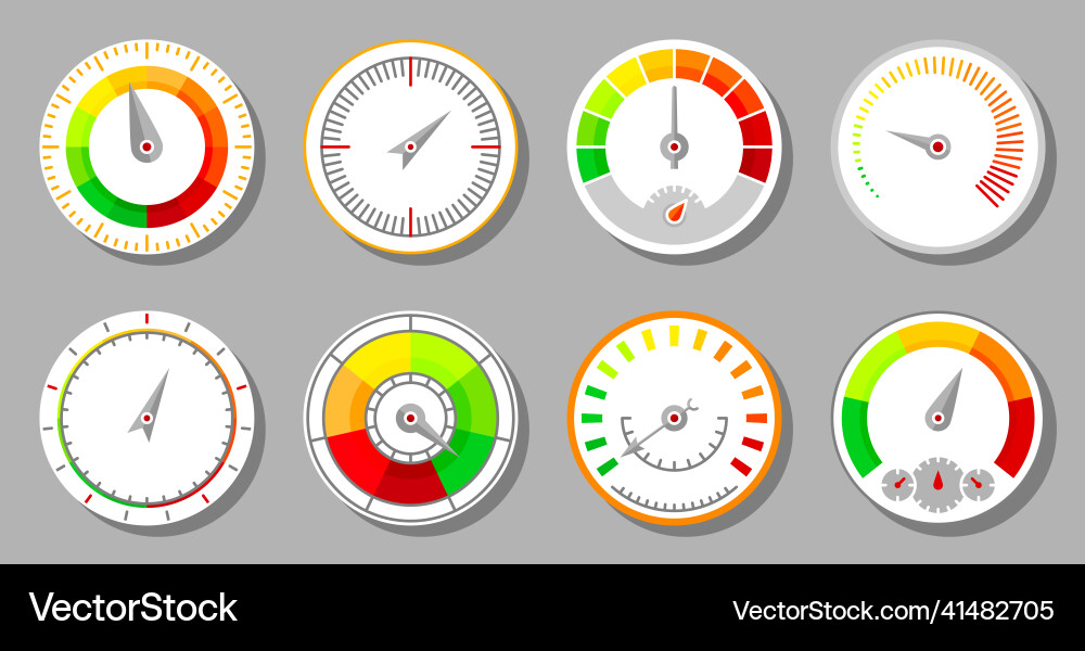 Speedometer interface dashboard indicator flat set Speedometer interface dashboard indicator flat set vector image