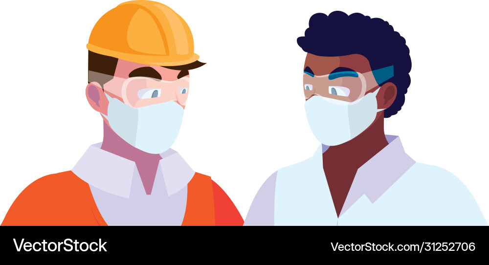 Architect and operator with mask Architect and operator with mask Vector Image