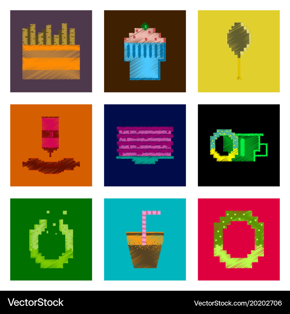 Assembly of flat shading style pixel icon fast Vector Image