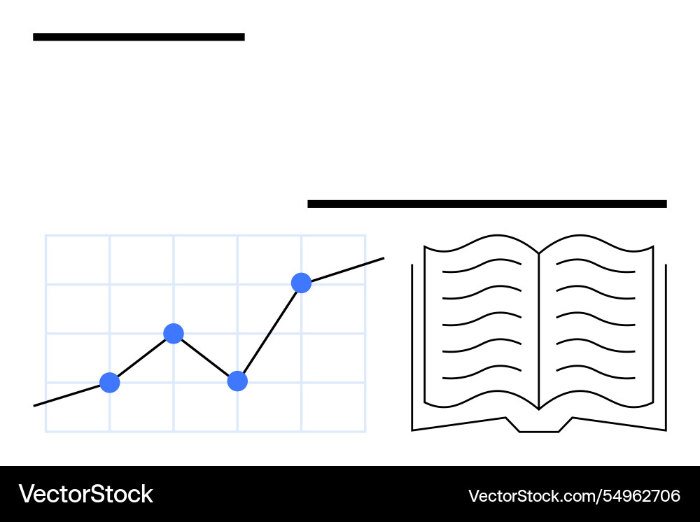Chart with line graph and open book representing Chart with line graph and open book representing Vector Image
