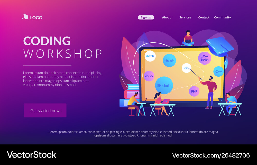 Codierungswerkstatt Konzept Landing Page Codierungswerkstatt Konzept Landing Page vektorbild