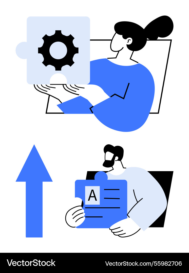 Collaboration and problem-solving with puzzle Collaboration and problem-solving with puzzle vector image