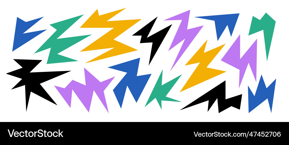 Colorful sharp irregular shapes set abstract Colorful sharp irregular shapes set abstract Vector Image