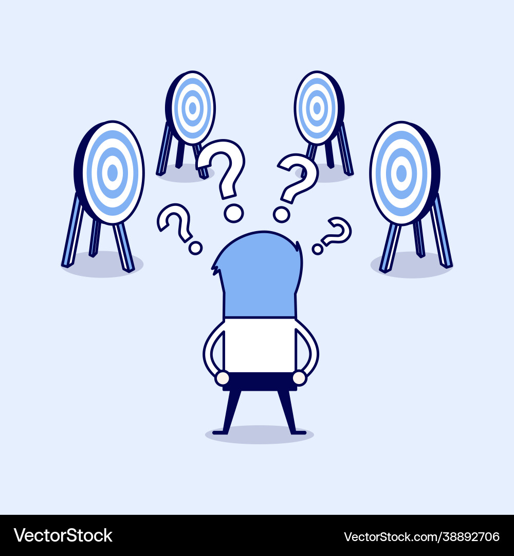 Confused businessman with many tasks and target Vector Image