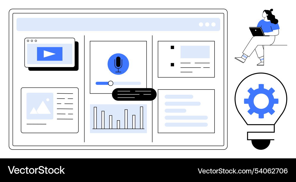 Digital dashboard with charts graphs video Digital dashboard with charts graphs video vector image