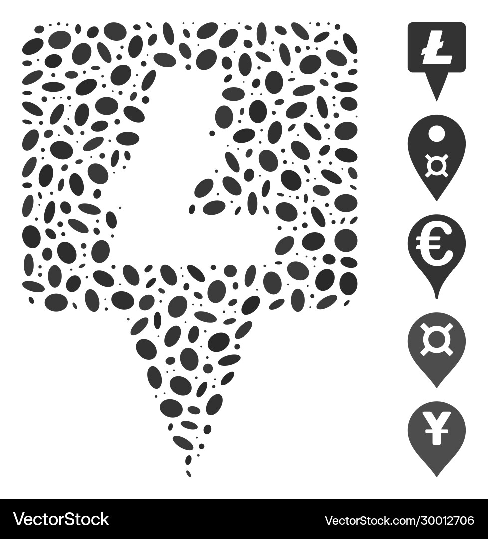 Ellipse collage litecoin map pointer Ellipse collage litecoin map pointer vector image