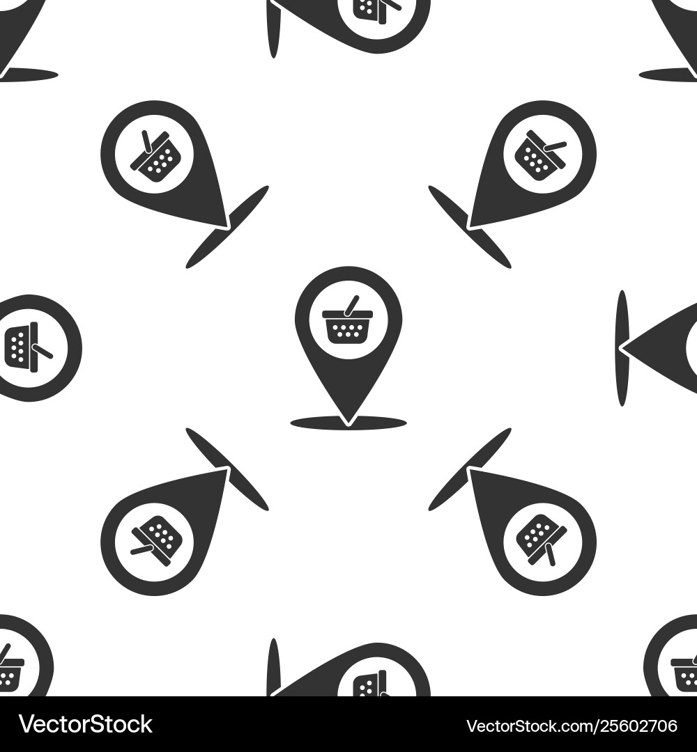 Grey map pointer with shopping basket icon Grey map pointer with shopping basket icon vector image
