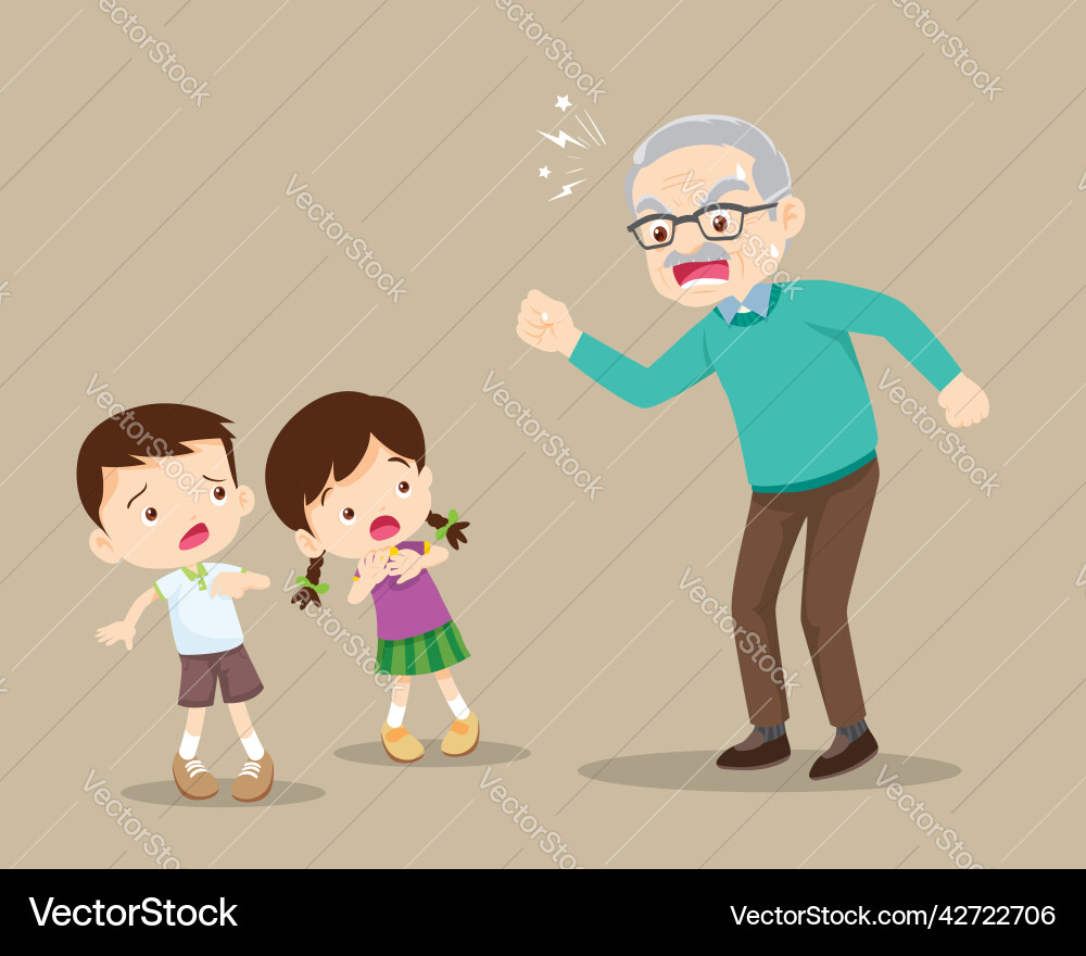 Älter wütend auf Kinder Älter wütend auf Kinder vektorbild