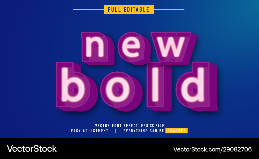 Neon text effect that can be edited easily Neon text effect that can be edited easily Vector Image