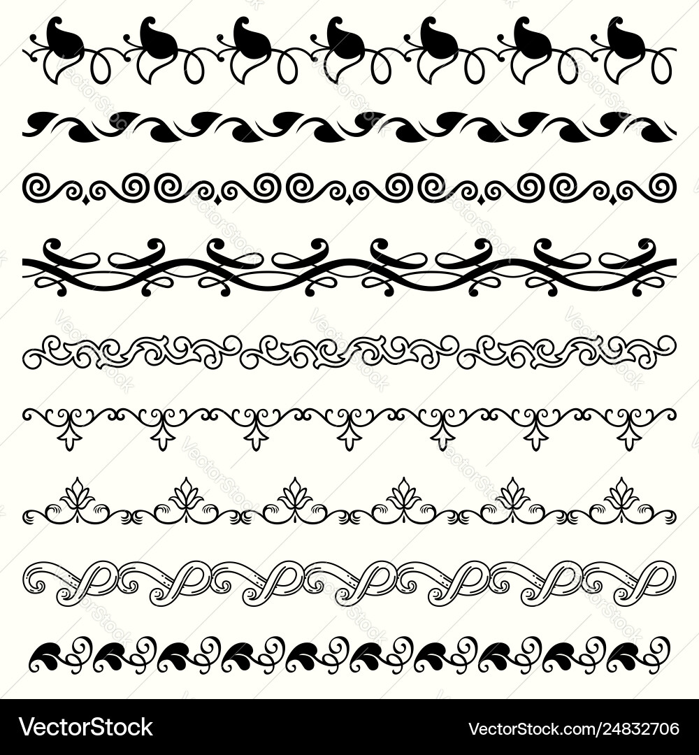 Seamless horizontal elements set 14 Vector Image