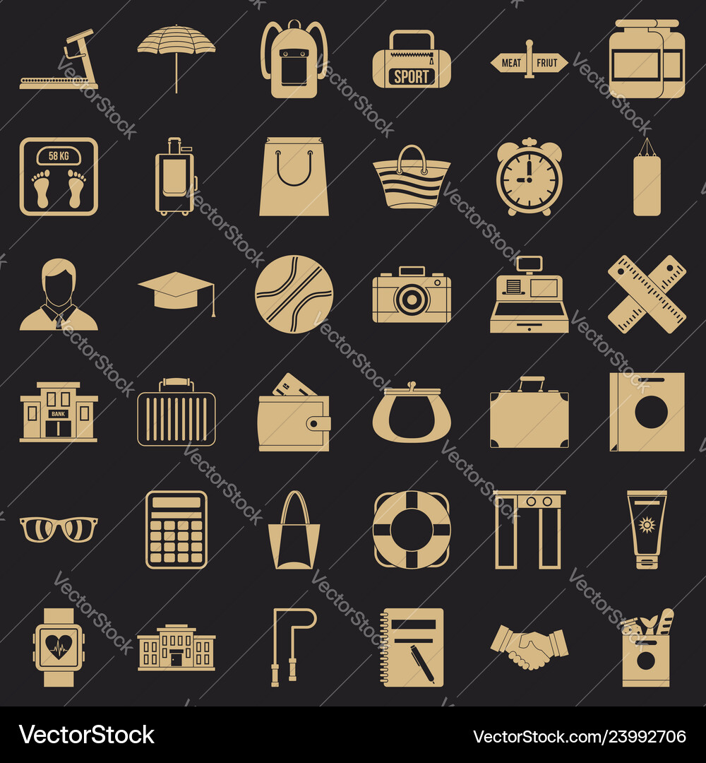 Sporting exercise icons set simple style Sporting exercise icons set simple style vector image