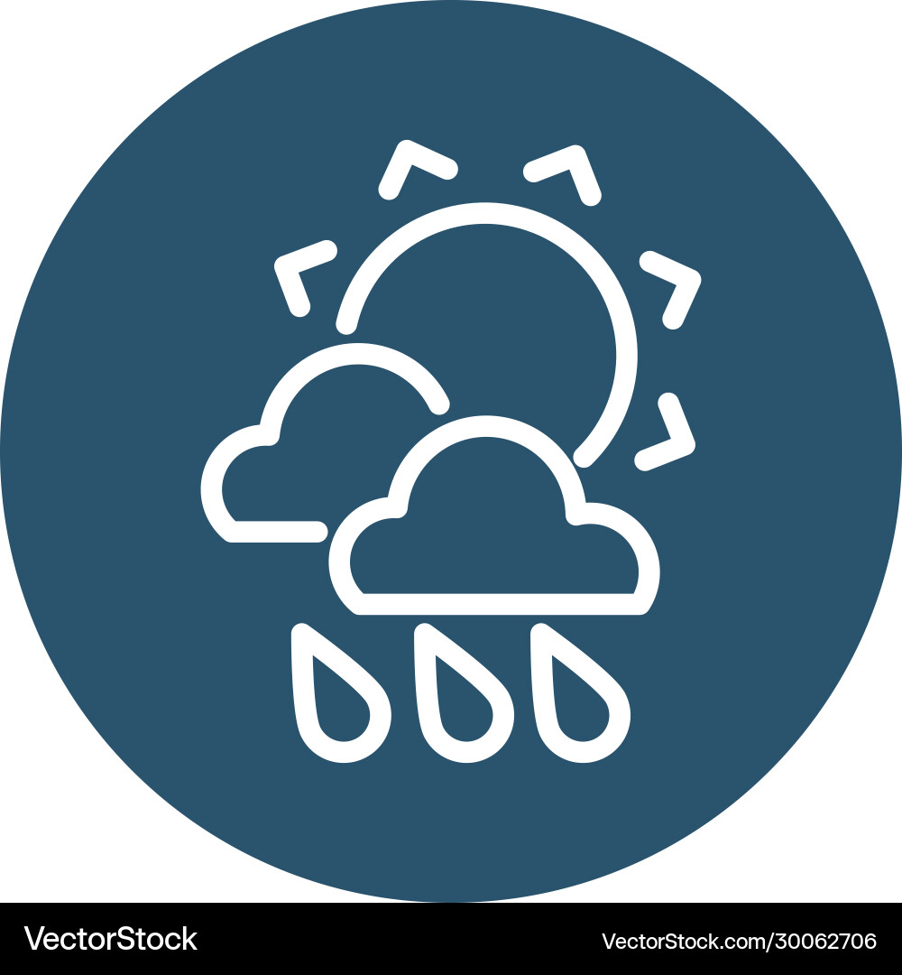 Sun with clouds and rain block flat style Vector Image