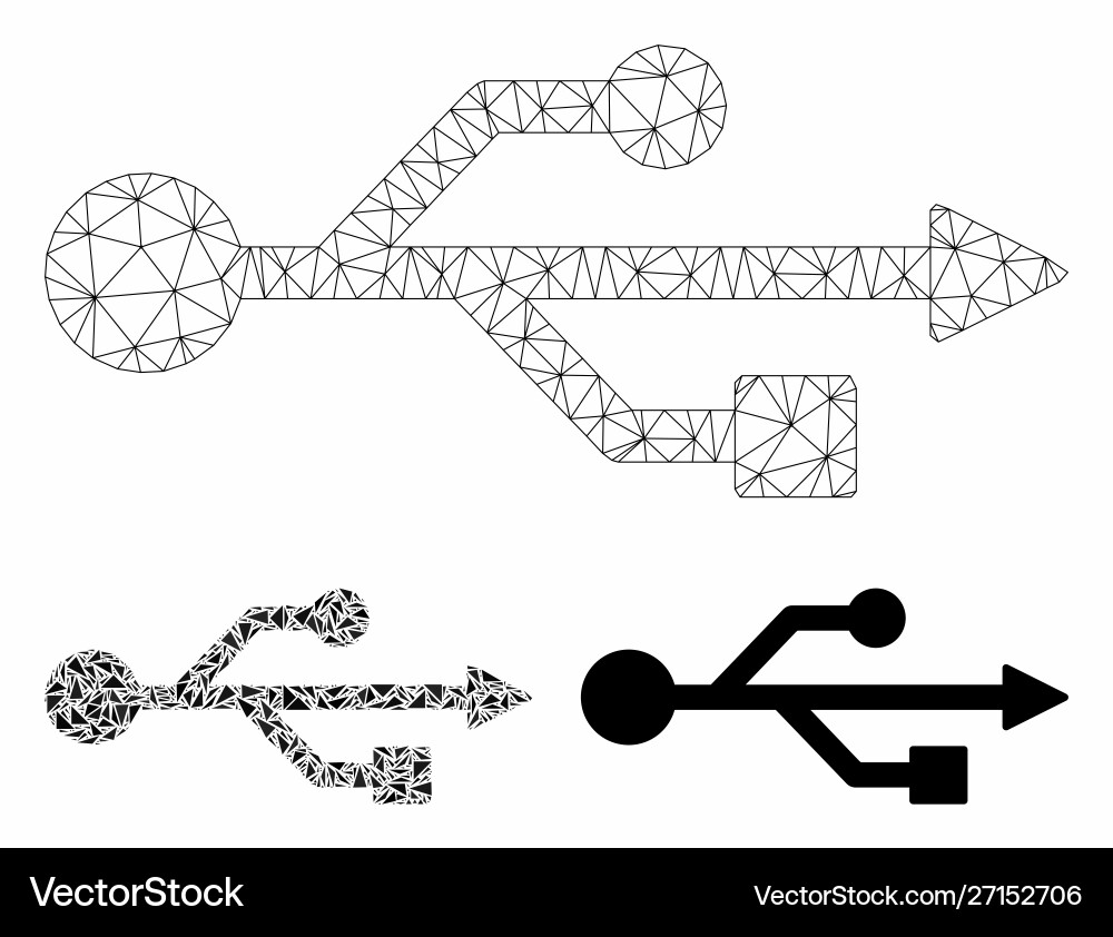 Usb symbol mesh 2d model and triangle Usb symbol mesh 2d model and triangle vector image