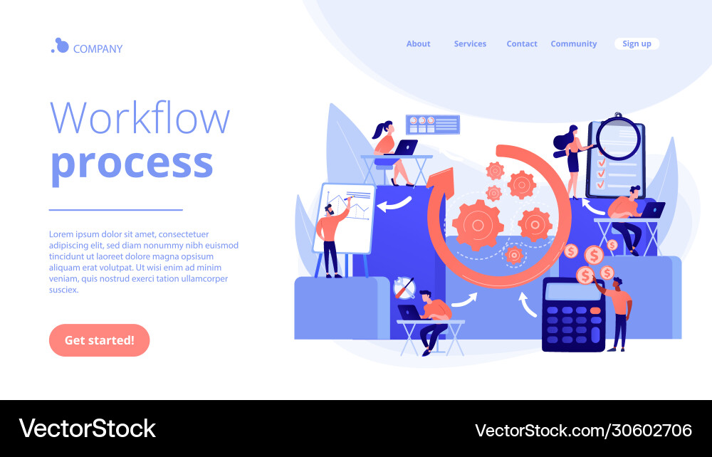Workflow processes concept landing page Workflow processes concept landing page vector image