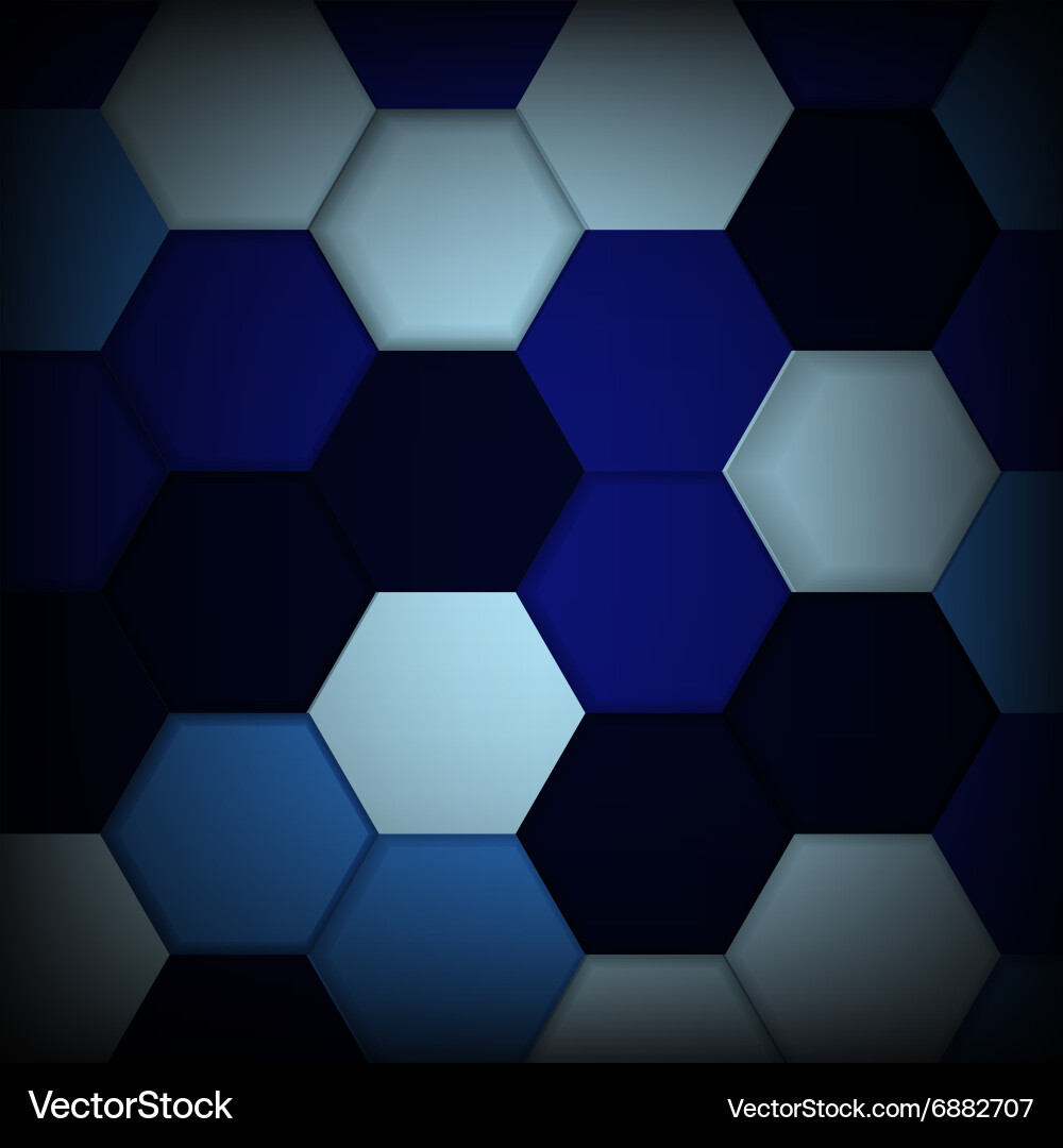 Abstract blue background with hexagons and shadows vector image