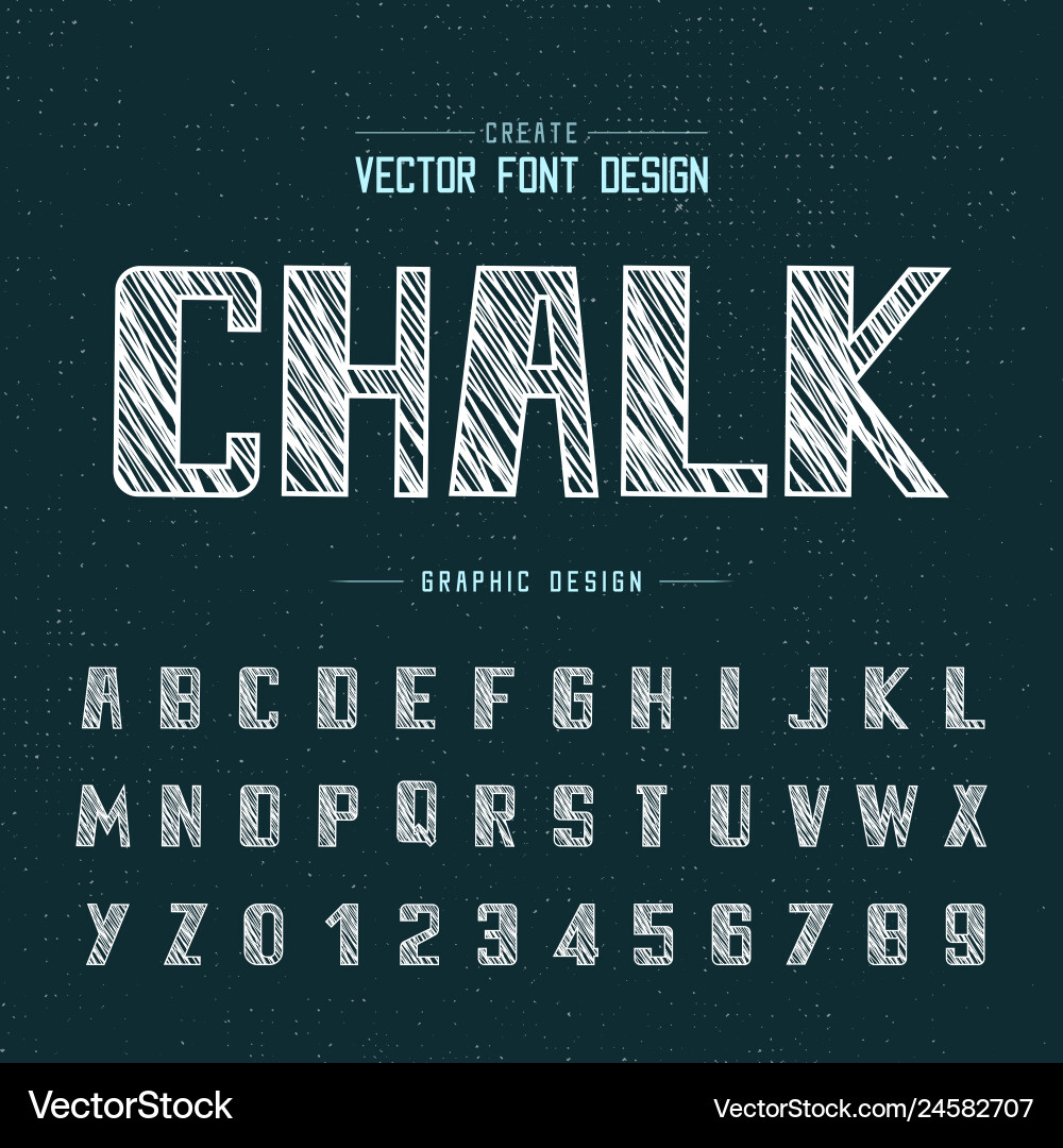 Chalk font and alphabet bold typeface number Vector Image